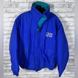 IBM Vintage Royal Blue Puffer Jacket with Teal Trim